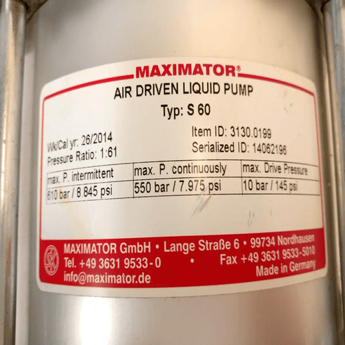3130.0199 , type S 60 / VP54.00.65,Maximator